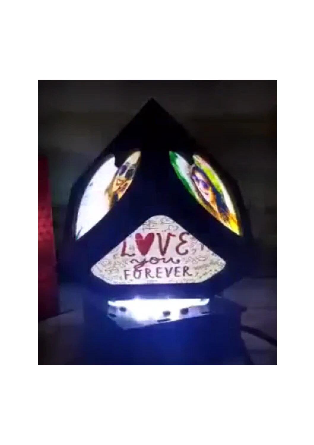CUBICAL HEART ROTATING LAMP (WOODEN)