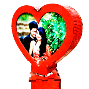 RED HEART ROTATING LAMP (WOODEN)
